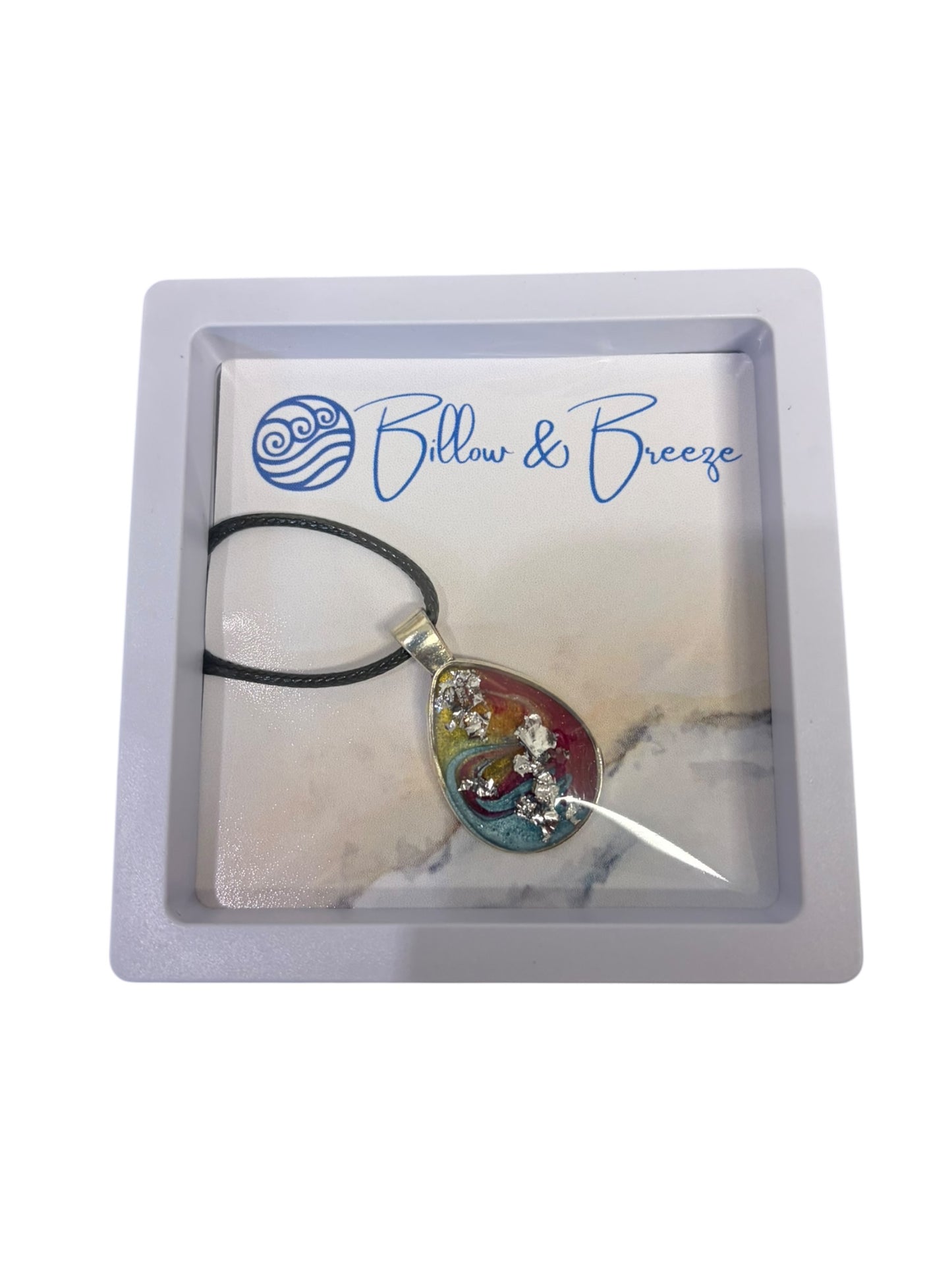 Abstract Necklace - Silver Teardrop Pendant