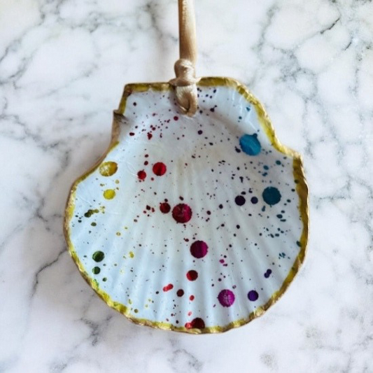 Solway Scallop Shell Hanging Pendant - Metallic Spot & Splash Design