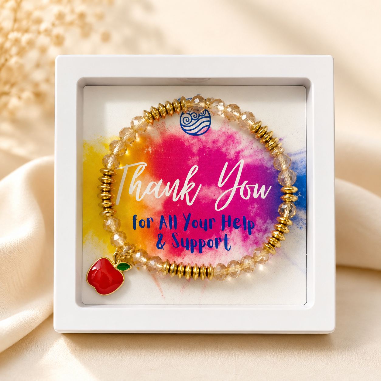 Teacher Appreciation Bracelet Gift - Red Apple Charm