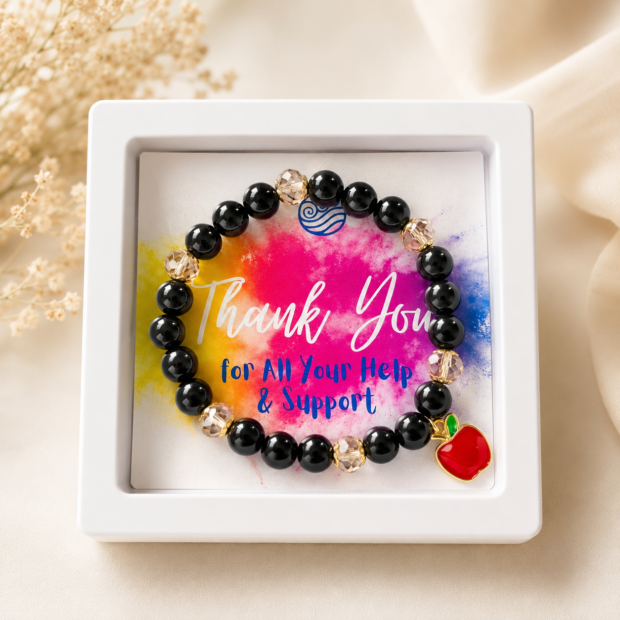 Teacher Appreciation Bracelet Gift - Red Apple Charm