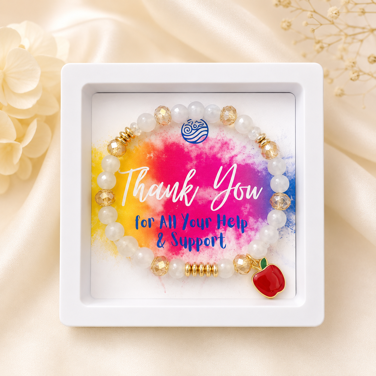 Teacher Appreciation Bracelet Gift - Red Apple Charm