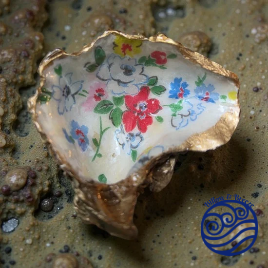 Loch Ryan Oyster Shell Trinket Dish - Floral Design