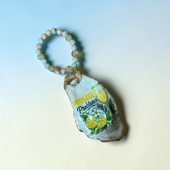 Oyster Shell Bottle Charm - “Prosecco Problems”