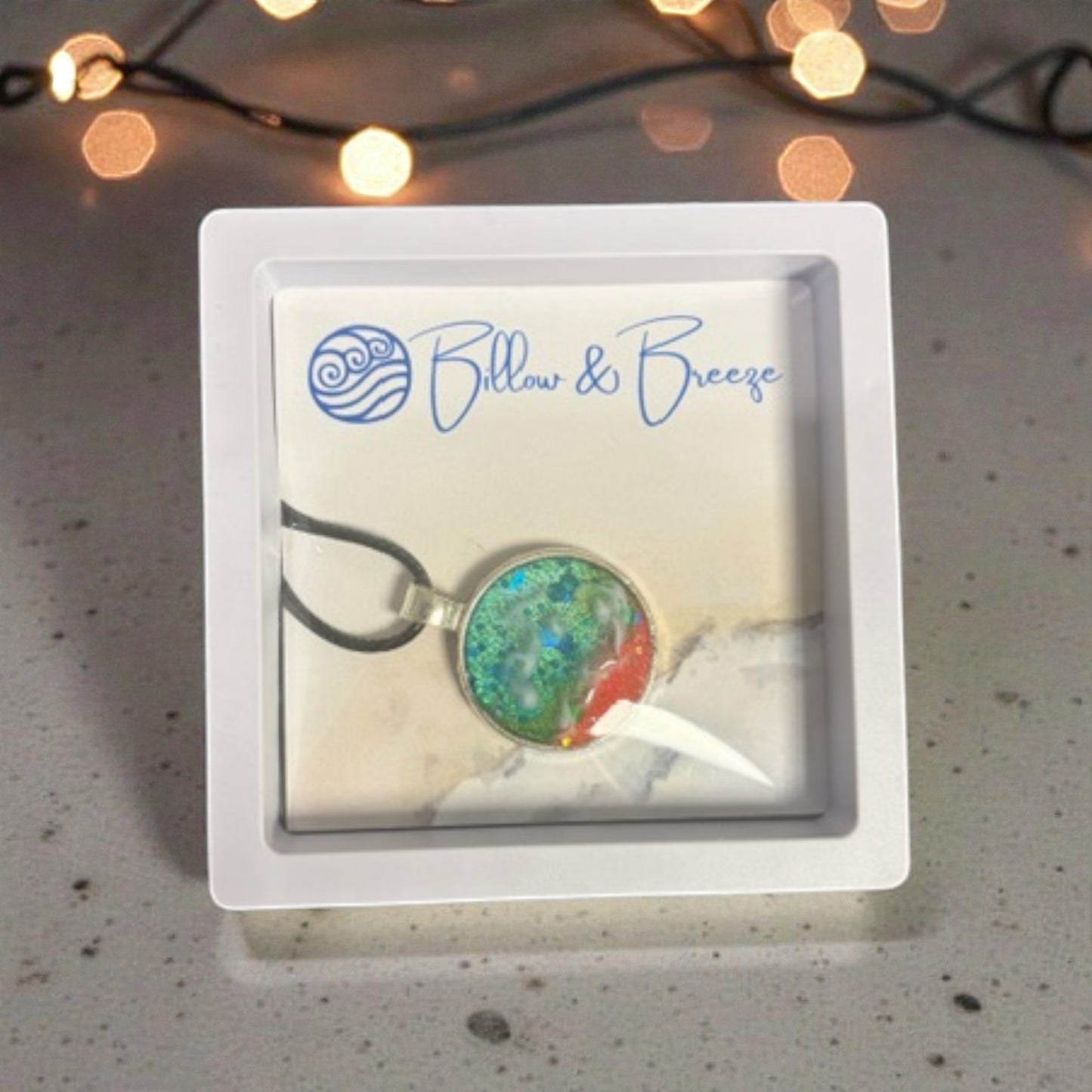 Pink Sands Themed Necklace - Round Silver Pendant