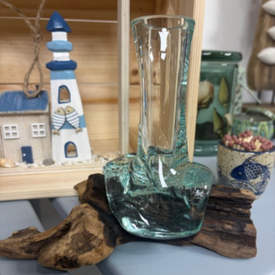 Molten Glass & Driftwood Vase