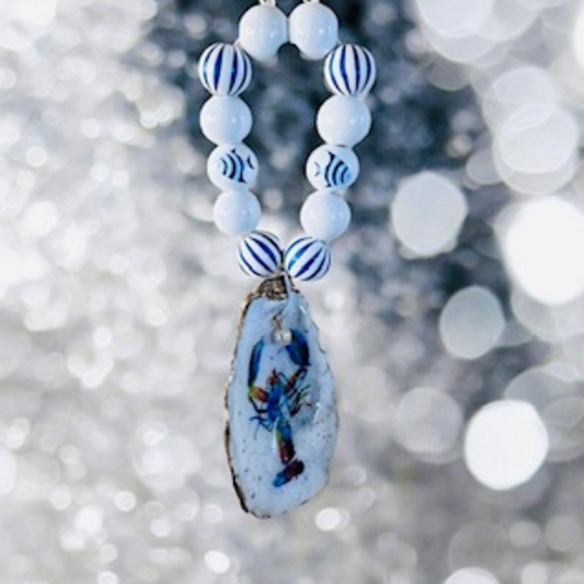 Oyster Shell Bottle Charm - Colourful Lobster
