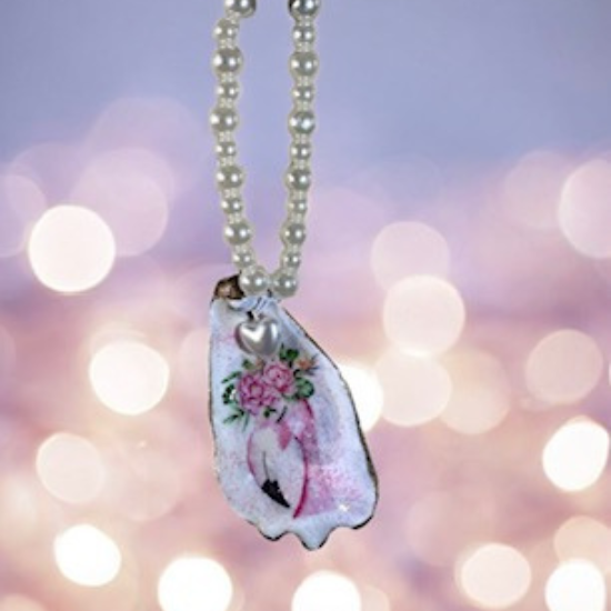 Oyster Shell Bottle Charm - Pink Flamingo