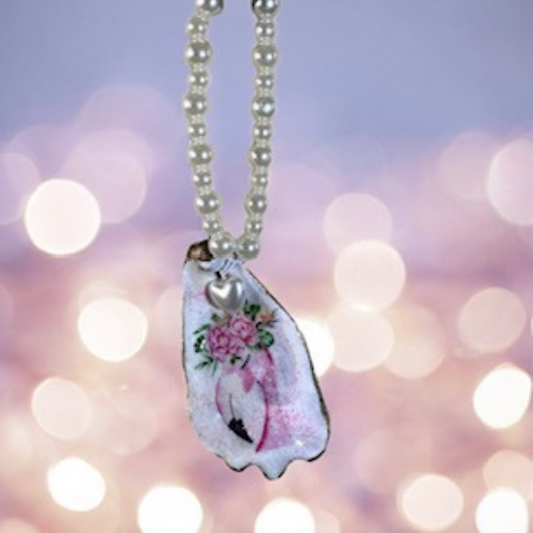 Oyster Shell Bottle Charm - Pink Flamingo