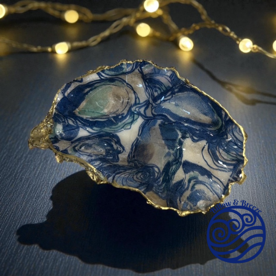 Loch Ryan Oyster Shell Trinket Dish - Blue Oyster Pattern