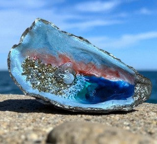 Loch Ryan Oyster Shell Trinket Dish - Hand Painted Sunset Shell