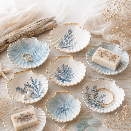 Scallop Shell Trinket & Soap Dishes