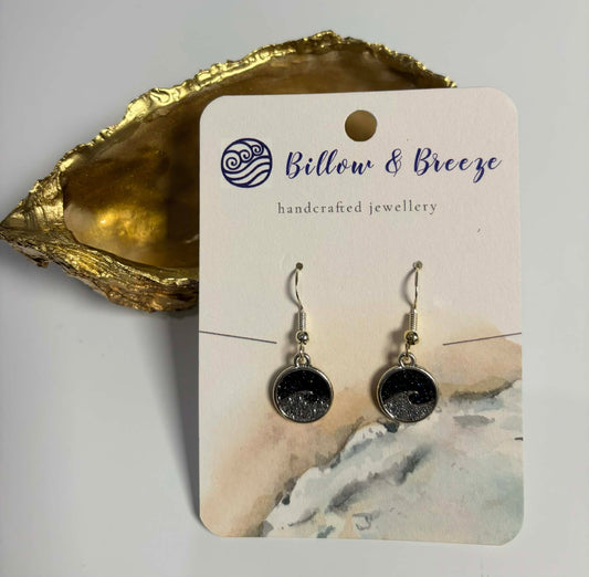 Coastal Themed Drop Earrings - Wave Effect