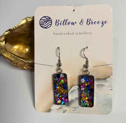 Bright & Fun Drop Earrings - Disco Glitter