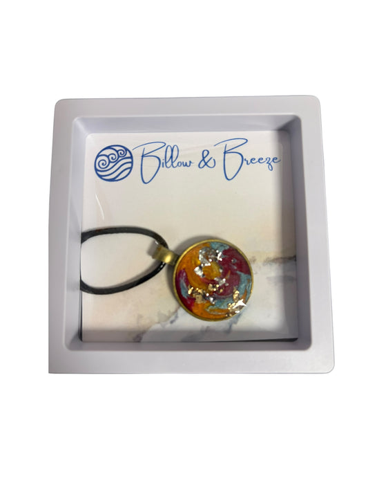 Abstract Necklace - Antique Gold Round Pendant