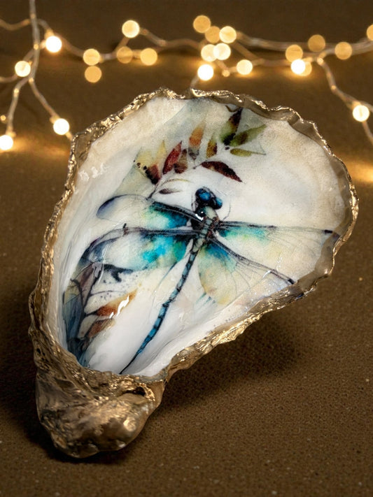 Loch Ryan Oyster Shell Trinket Dish - Dragonfly Design