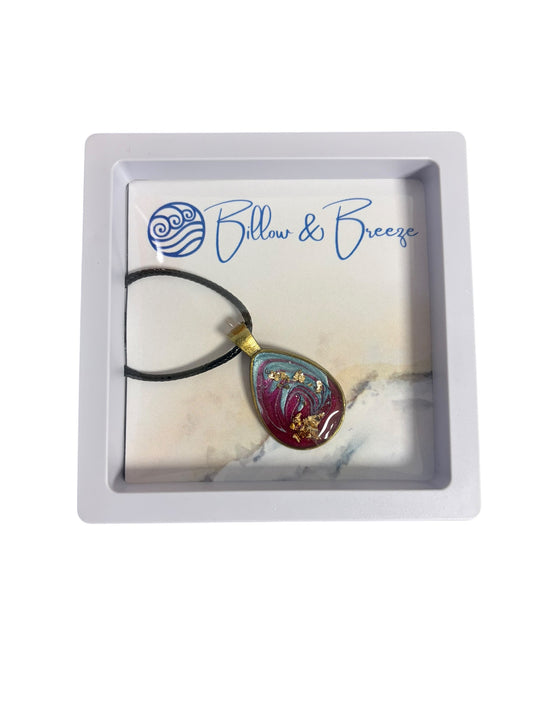 Abstract Necklace - Antique Gold Teardrop Pendant