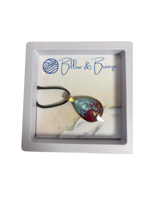 Abstract Necklace - Antique Gold Teardrop Pendant