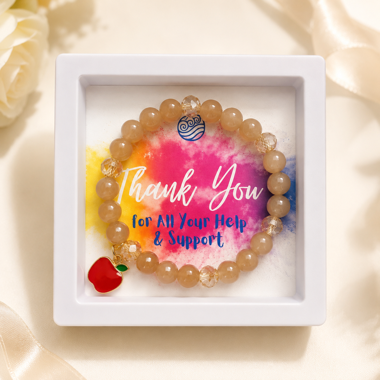 Teacher Appreciation Bracelet Gift - Red Apple Charm