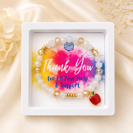 Teacher Appreciation Bracelet Gift - Red Apple Charm