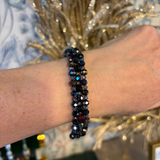 Claret & Bronze Beaded Bracelet – Handmade