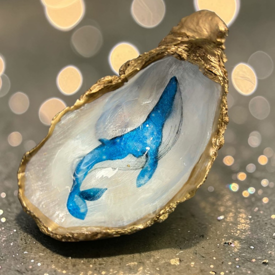 Oyster Shell Trinket Dish - Blue Whale