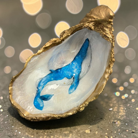 Oyster Shell Trinket Dish - Blue Whale