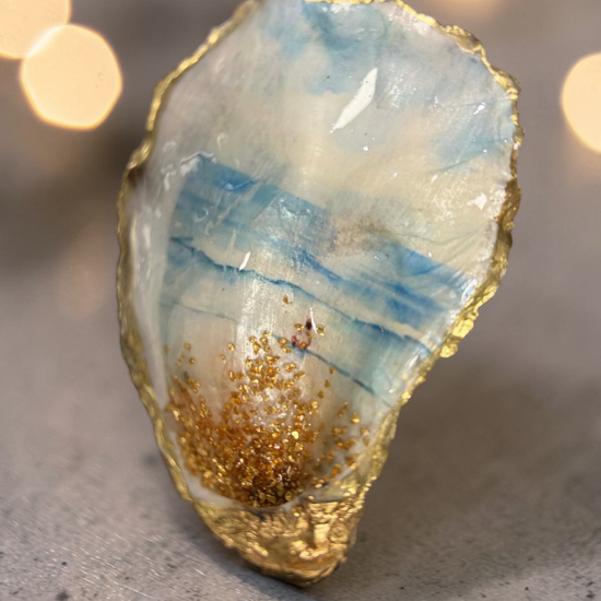 Oyster Shell Trinket Dish - Watercolour Beach