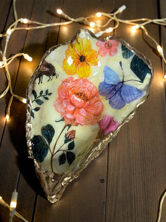 Loch Ryan Oyster Shell Trinket Dish - Floral Design