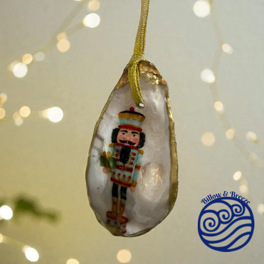 Christmas Oyster Shell Hanging Charm - Blue Nutcracker