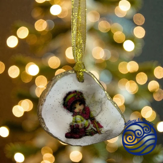 Christmas Oyster Shell Hanging Charm - Christmas Fairy