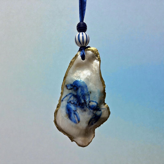 Loch Ryan Oyster Shell Hanging Charm - Purple Flower Design