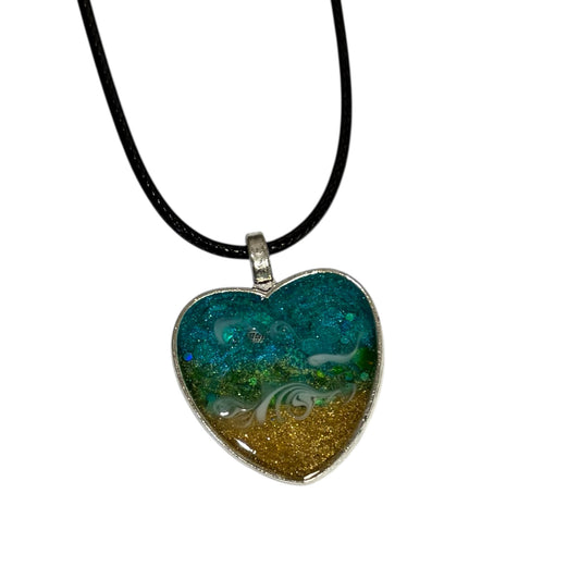 Beach Themed Necklace - Silver Heart Pendant