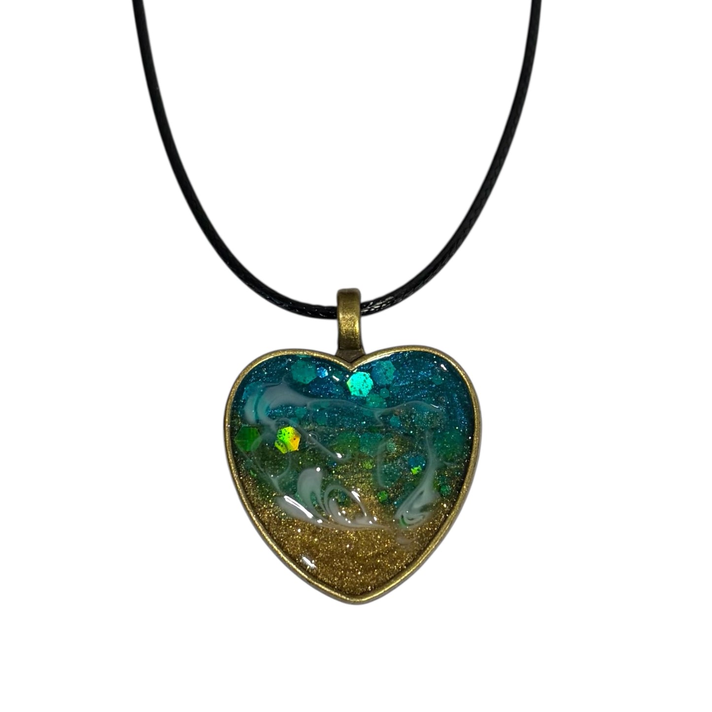 Beach Themed Necklace - Antique Gold Heart Pendant