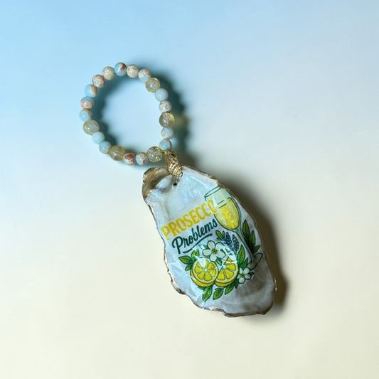 Oyster Shell Bottle Charm - “Prosecco Problems”