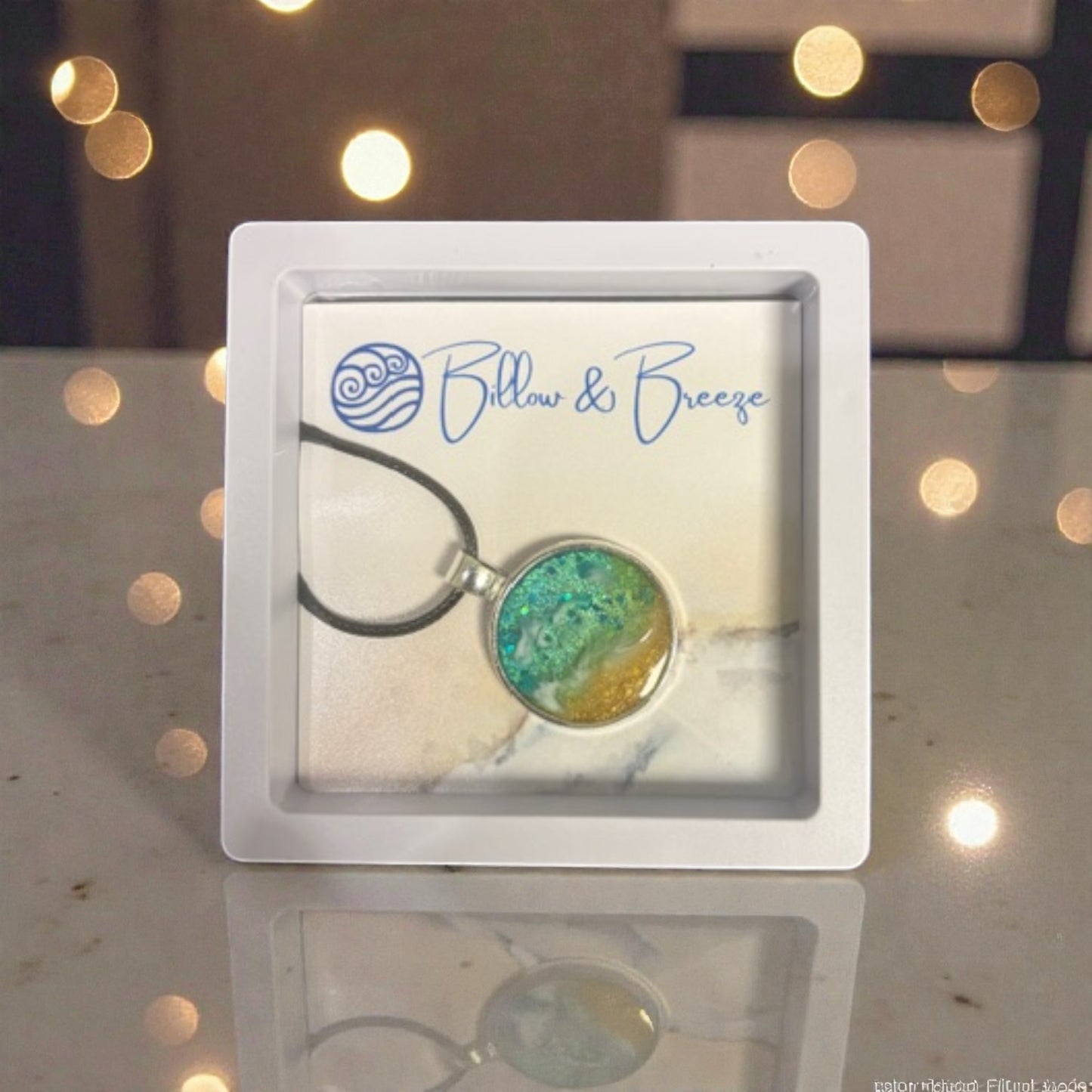 Beach Themed Necklace - Round Silver Pendant