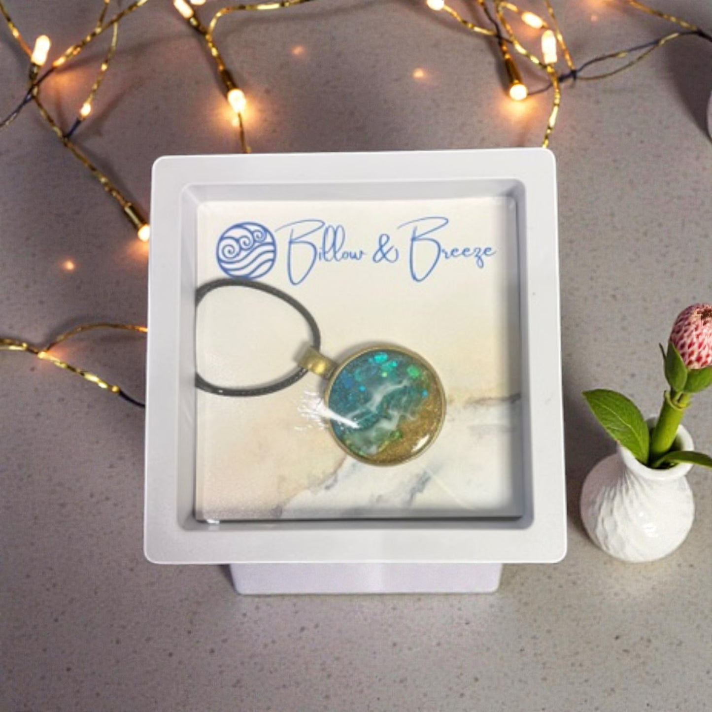 Beach Themed Necklace - Round Antique Gold Pendant