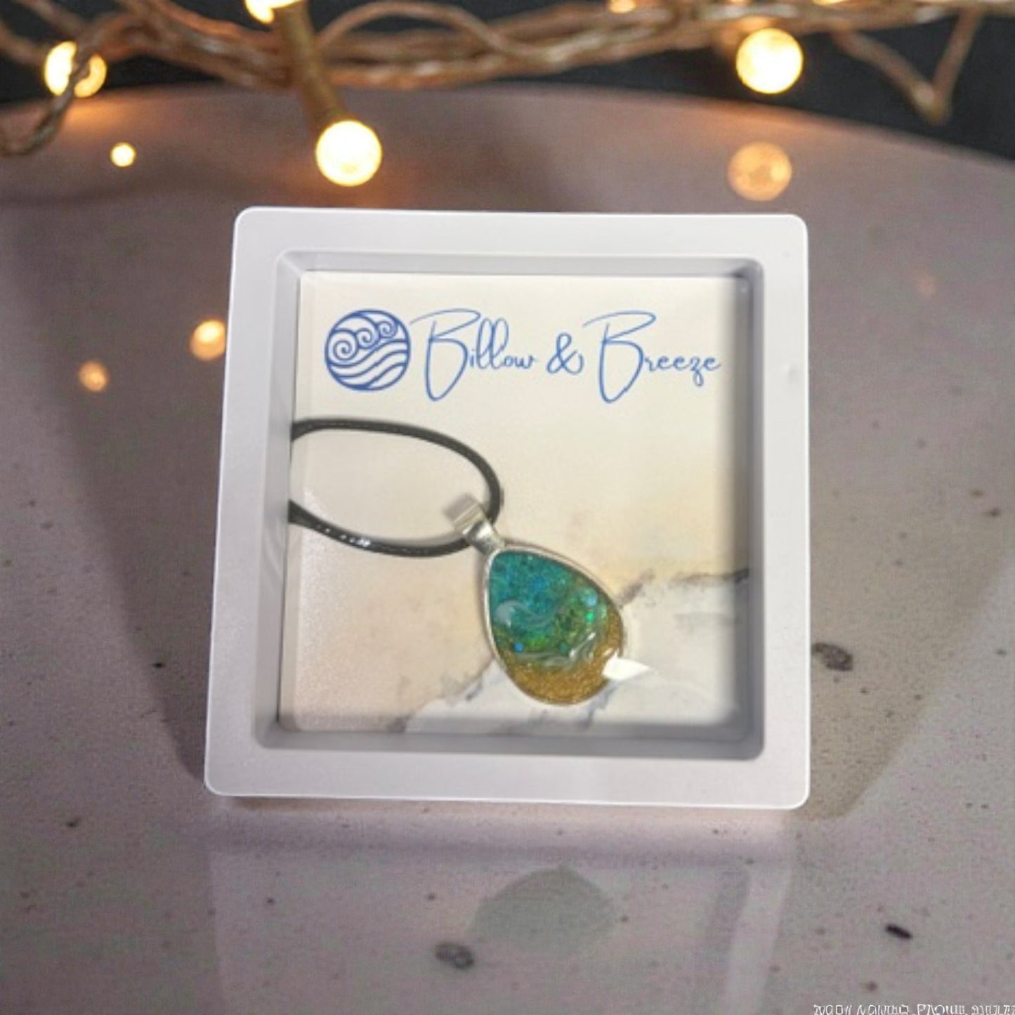 Beach Themed Necklace - Silver Teardrop Pendant
