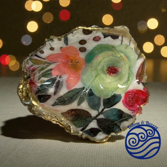 Loch Ryan Oyster Shell Trinket Dish - Pretty Floral Design