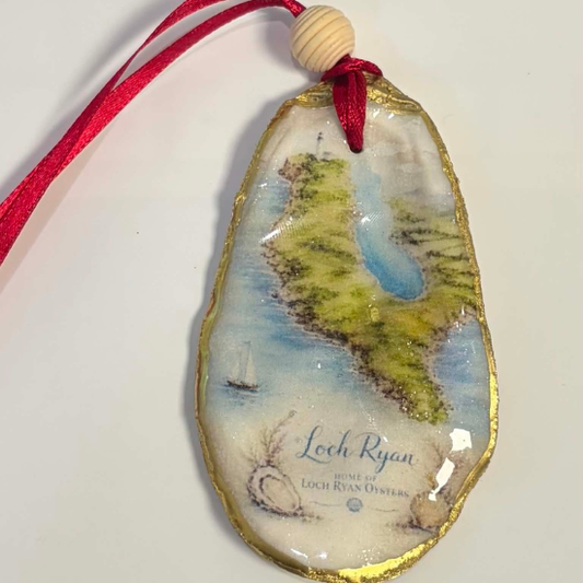 Loch Ryan – Red Ribbon Hanging Oyster Shell Charm