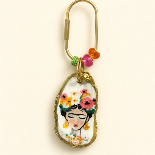 Frida-Inspired Oyster Shell Bag Charm