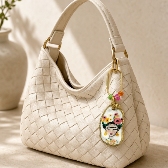 Frida-Inspired Oyster Shell Bag Charm