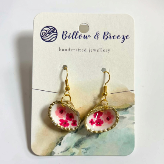 Pink Blossom - Cockle Shell Earrings